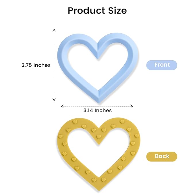 Valentine's Day Baby Teether Silicone Heart Teething Toys 6-12 Months 0-6 Months,Baby Chew Toys Teething Relief,Gifts for Babies,BPA-Free