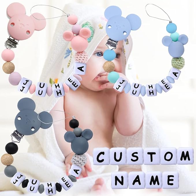 Stroller Clip Personalized Name Silicone Pacifier Clip Pacifier Holder for Girls Boys