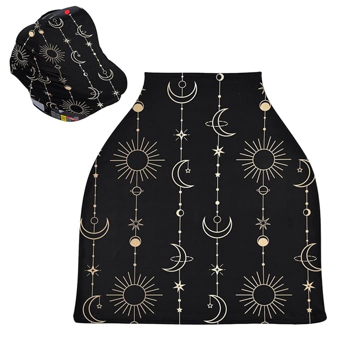 Sun Moon Stars Nursing Cover Breastfeeding Scarf, Car Seat Covers for Babies Infant Stretchy Soft Breathable Multi-Use Cover Ups, Gift for Boys Girls