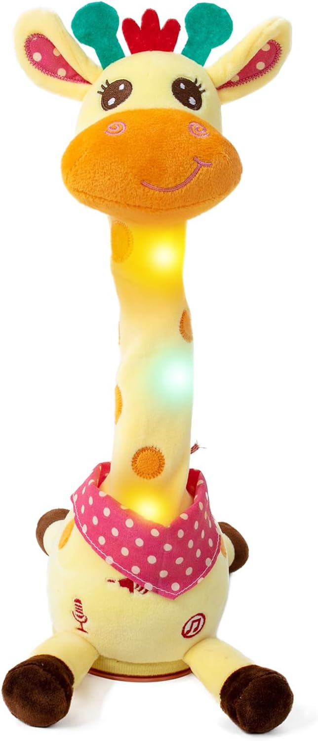 Emoin Dancing Giraffe Toy, Tanlking Giraffe Toys Musical Mimicking Toy, Singing 10 Pcs Songs for Baby Boys Girls, Repeating What You Say, Sing+Dancing+Recording+LED