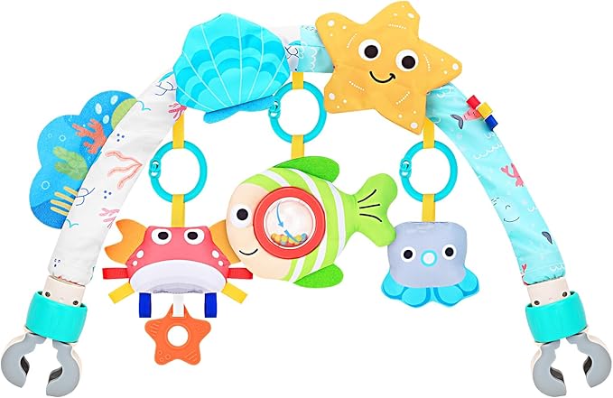 Car Seat Toys for Babies 0-6 Months,Arch Stroller Toys for 6-12 Months Infant Mobile Bassinet Bouncer Hanging Toys Shower Gifts for Baby Boys Girls 0 3 6 9 12 Months(Ocean)