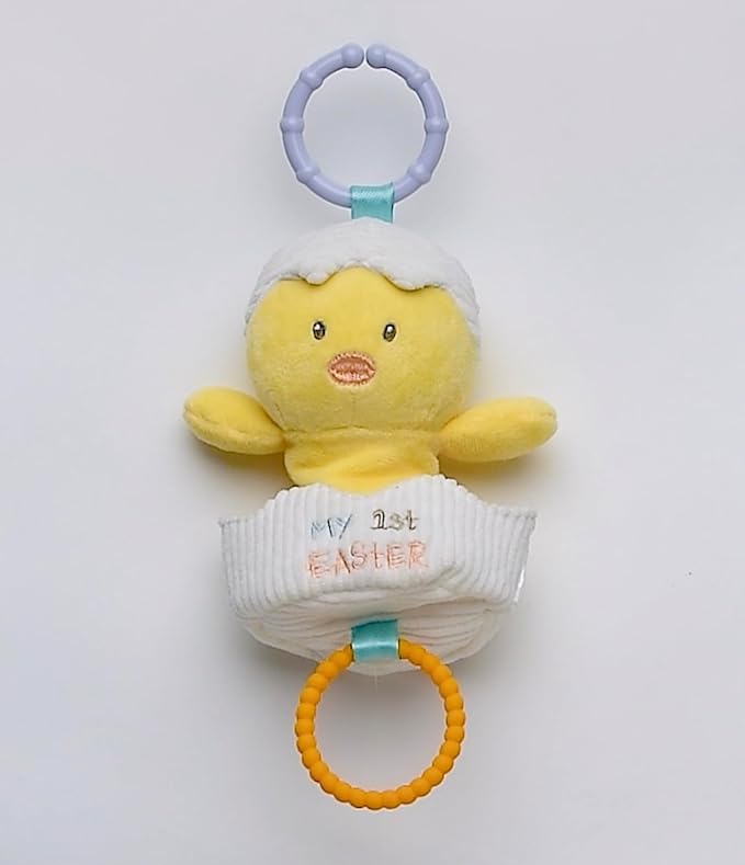 Baby Starters Magic Years Easter Egg Rattle Toy with Pull and Jiggle Vibration Feature and Travel Hook, Multicolored Chick, My First Easter, 10 inch
