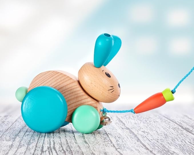 Selecta 62100 Henny Hoppel Pull Along Rabbit Wooden Push and Pull Toy 13 cm