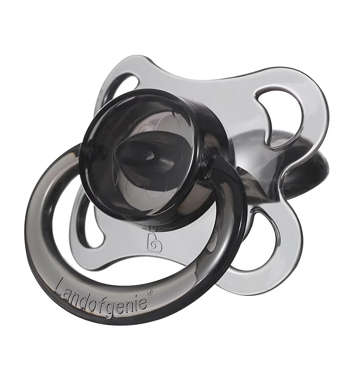 Landofgenie Large Shield Adult Size Pacifiers Set Moon Shape Transparent Design Pacifier Black