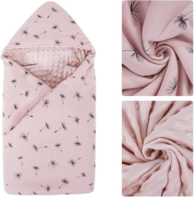 HOUSBAY Baby Blanket Newborn Blanket with Hooded Windproof Go Outside Warm Portable Swaddle Wrap in Basket Baby Safety Seats (Light Pink)