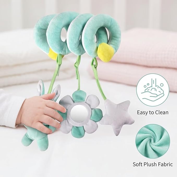 Multi-Use Baby Spiral Activity Toy – Spiral carseat Toy for Car Seat, Stroller,Play Gym, Keeps Baby Quiet, Easy Travel Solution