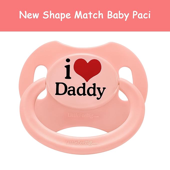 LittleForBig Bigshield Gen-II Adult Sized Printed Pacifier I Love Daddy Pattern Pink