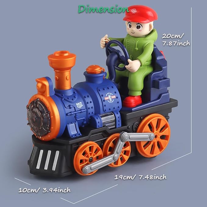 Miracland Electric Spray Steam Retro Train Toy for Toddlers 360° Bump-n-Go, Flashing Lights, Realistic Sounds & Water Vapor, Self-Driving Musical Locomotive, Christmas Birthday Gift for Kids (Blue)