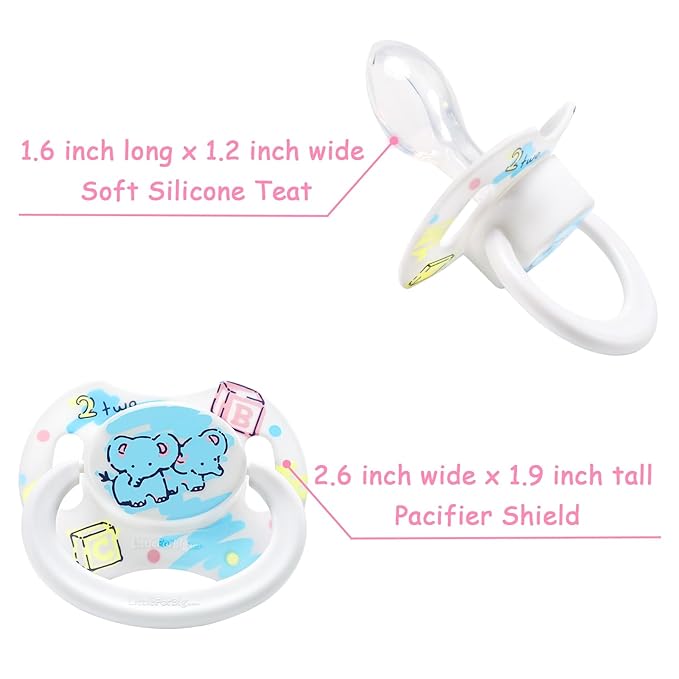 LittleForBig Bigshield Generation-II Adult Sized Pacifier White Vintage Elephant Pattern