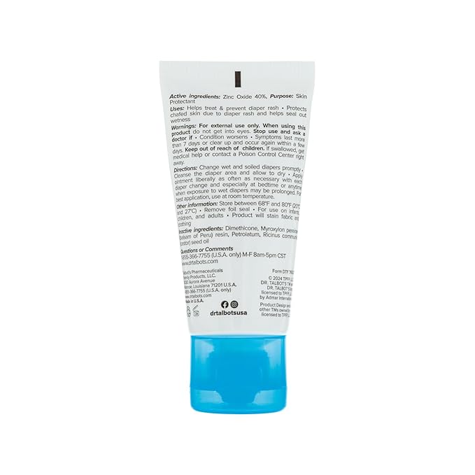 Dr. Talbot's Maximum Strength Diaper Rash Ointment - 2 oz - Zinc Oxide Skin Protectant with Peruvian Balsam - Treats and Prevents Rash