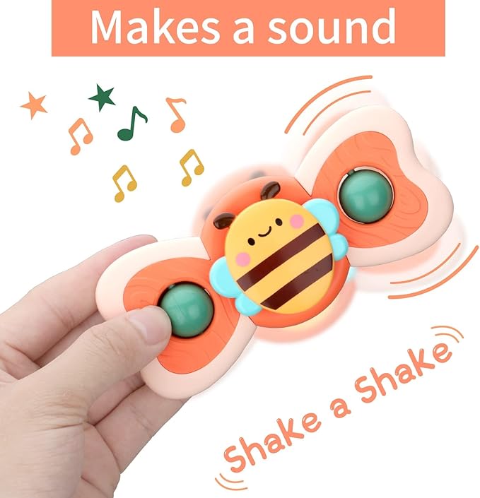 LZZAPJ Spinning Sensory Learning Toys for Toddlers 1-3, Baby 6-12-18 Months Suction Cup Spinner Toy,Baby Bathtub Bath Toys, Birthday Gifts for 1 Year Old and 2 Year Old Boys and Girls