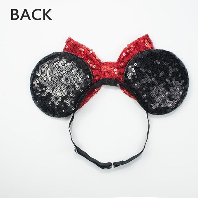 JIAHANG Adjustable Mouse Ears Sequin Bow Headband with Polka Dot, Party Festival Fashion Hair Band for Baby Girls Toddler, Kids Party Supplies