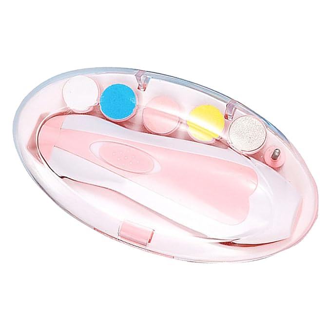 Baby Electric Nail Trimmer, LED Baby Nail File Electric Nail Trimmer Manicure Set Toes Fingernails Care Trim Polish Kit for Toddlers Kids Newborn (Light Pink)