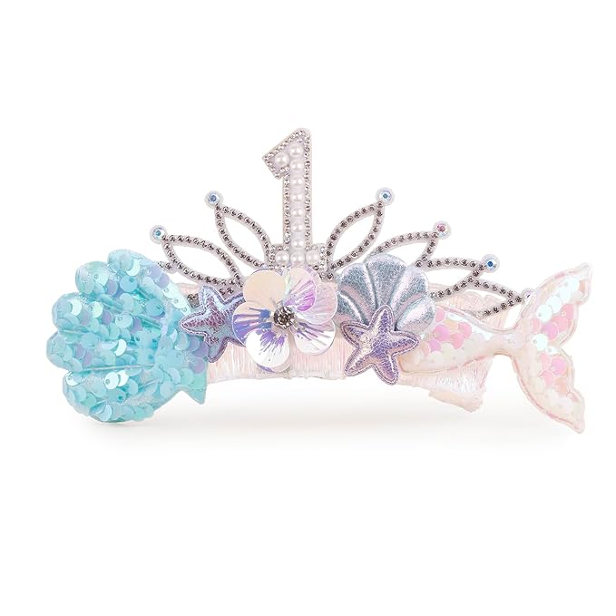 cherrboll Baby Girl Birthday Crown Floral Headband, Soft Flower Head Wrap Tiara Hairband for 1-3 Years Old Toddlers Kids First 1st Birthday Party Dress Photo Decoration