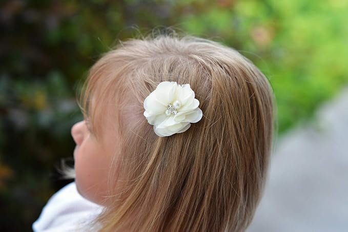 Baby Girls Chiffon Flower Hair Clips with Rhinestones and Pearl,YYCRAFT 40 pcs Party Wedding 2" Hair Accessory for Kids Toddler Infant Girls(20 colors)