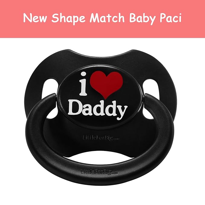 LittleForBig Bigshield Gen-II Adult Sized Printed Pacifier I Love Daddy Pattern Black