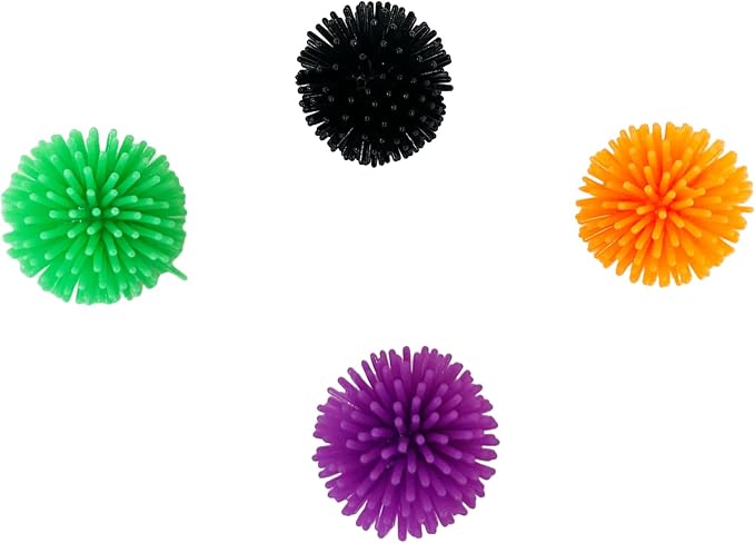 Funiverse Bulk 50 Pack Bright Halloween Colorful Porcupine Ball Assortment - 1.25" Spike Ball Ideal for Any Time of The Year - Ideal Non-Candy Trick or Treat Handout