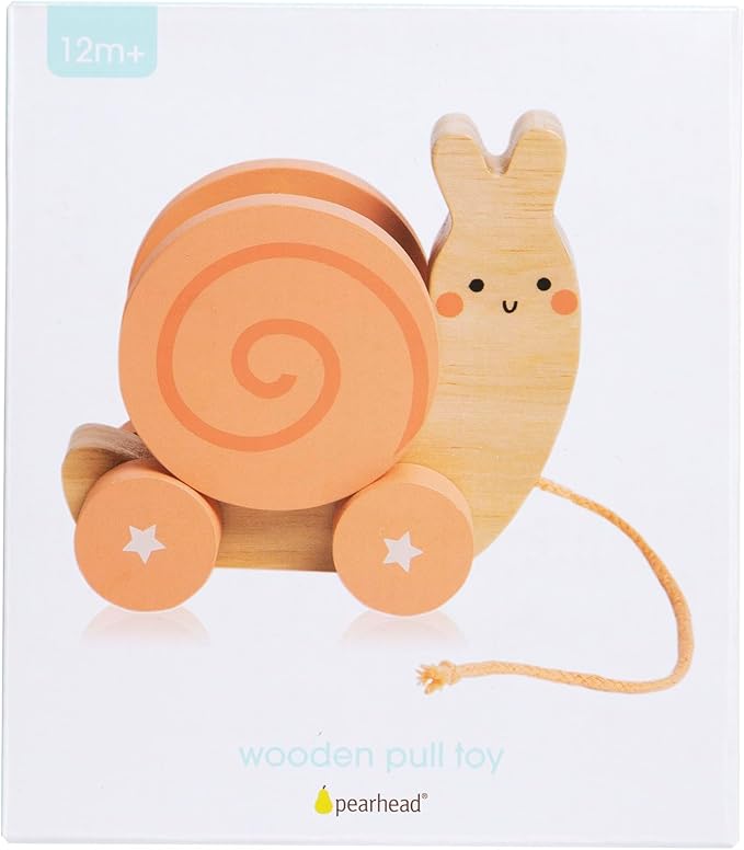 Pearhead Montessori Snail Pull Toy, Pull Along Wooden Toy, Early Development Push and Pull String Toy, Motor Skill Toy for Toddlers Ages 1+ Year