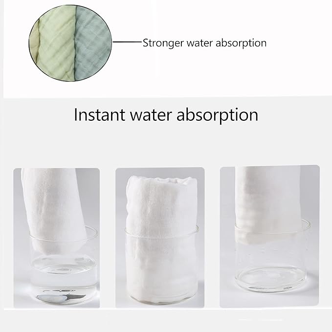 Baby Wash Cloth and Towels 5 Pack - Muslin Washcloths, Super Soft Newborn Bath Face Towels, Cotton Reusable Wipes