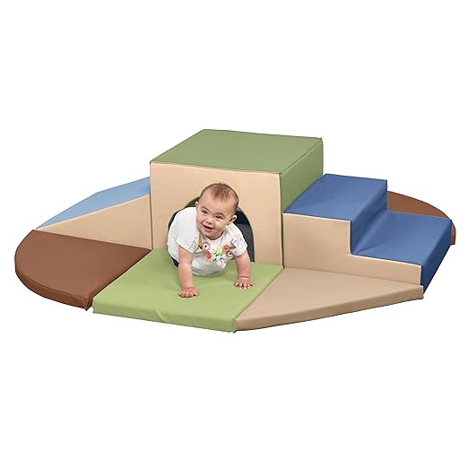 ECR4Kids SoftZone Lincoln Tunnel Climber, Toddler Playset, Earthtone, 9-Piece