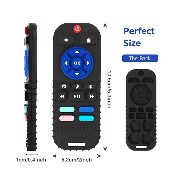 2 Pack Silicone Teethers for Babies 6-12 Months, Teething Toys for Babies 0-6 Months, Remote Teether for Baby, Sensory Toys for Baby,Toddler Infant Girl Boy Gifts