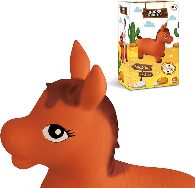 Mondo -9689 World Toys-Horse Ride-On for Kids-Horse Inflatable Riding Horse-Jumping Animal-High Quality-09689, Brown Color, 9689