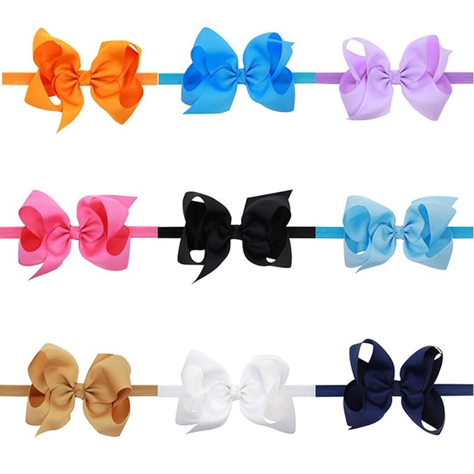 2Pcs Baby Girl Infant Large Hair Bow Headband Toddler Hair Band Accessories