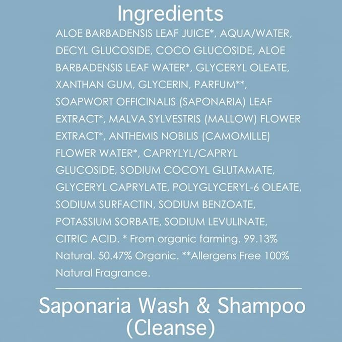 VIVAIODAYS Organic Saponaria No-Tears Wash & Shampoo, Mild, Vegan, Gentle and Soap Free (3.4 fl.oz. | 100 ml)