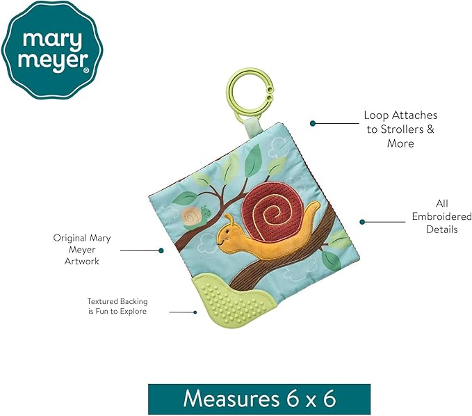 Mary Meyer Crinkle Teether Toy with Baby Paper and Squeaker, 6 x 6-Inches, Skippy Snail