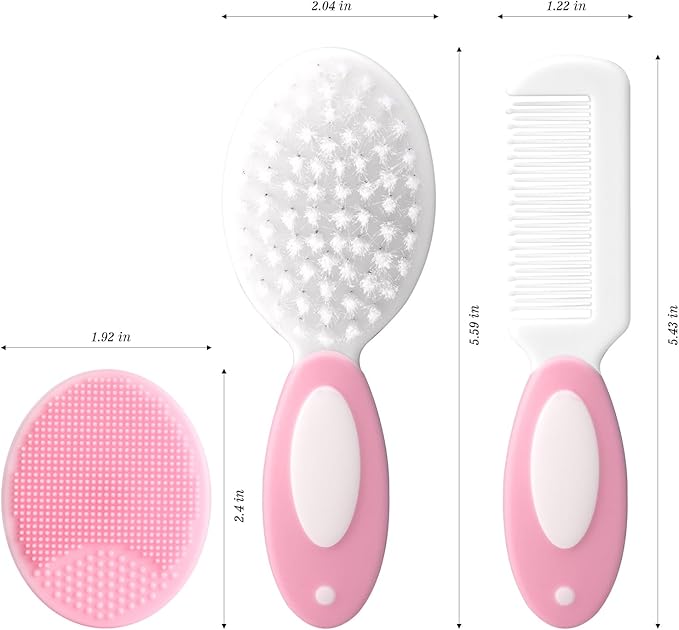 Baby Grooming Set,Baby Health Care Set Baby Brush Soft Bristles 3 Piece Baby Care Set Baby Hair Brush and Comb Set Baby Hair Brush Baby Comb Silicone Baby Cradle Cap Brush Set