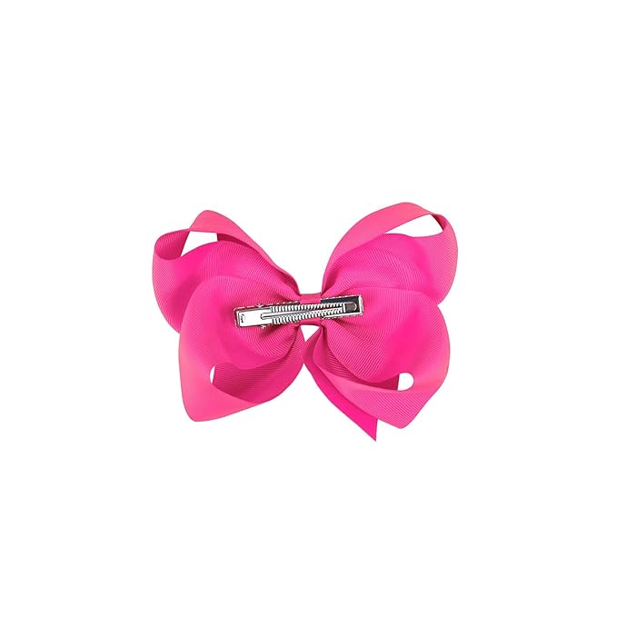 Pink Hair Bow For Girls and Toddler - 6 pcs Pink Bow 6 inch ×2, 4 inch ×2, 3 inch ×2