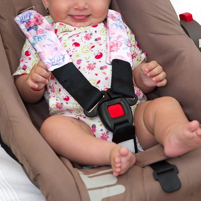 Baby Car Seat Cover & Stroller Seat Strap Covers Boys and Girls, No Touching Sign Canopy and Car Seat Straps Shoulder Pads, Multiuse Nursing Covers for Breastfeeding, Seat Belt Protectors for Kids