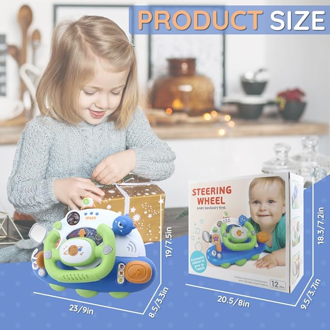 Caterbee Toddler Steering Wheel Montessori Toy, Educational Gift for Baby Toys 18 Months+