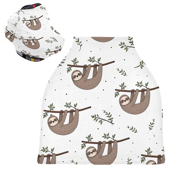 Nursing Cover Breastfeeding Scarf, Cute Doodle Sloth Car Seat Covers for Babies Infant, Stroller Cover, Carseat Canopy for Boys Girls