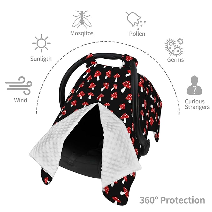Cute Forest Mushrooms Baby Car Seat Canopy Nursing Cover for Newborn Car Seat Breastfeeding Covers Blanket Newborn Shower Gift