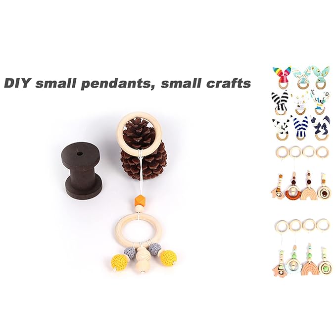 Wood Teething Rings 10Pcs Baby Infant Teether Wooden Bracelet DIY Craft Pacifiers Teethers Relief Accessories Pendant Connector