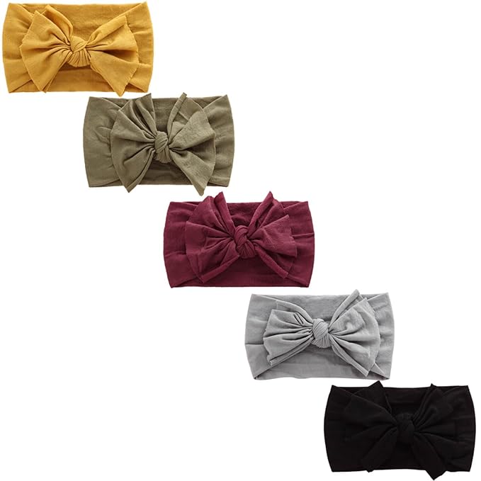 DRESHOW BQUBO Baby Nylon Headbands Hairbands Hair Bow for Girls Newborn Infant Toddlers Hair Accessories