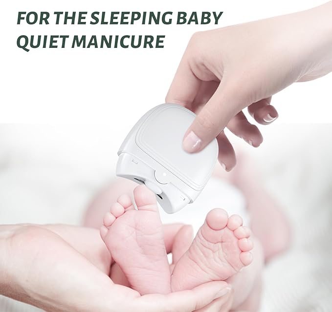 Electric Nail Clipper, Automatic Electric Baby Nail Clippers, Adjustable 2 Speed Levels Nail Clippers, Protable Electric Nail Trimmer with Light & Silent for Seniors Kids Children Adults (A-White)