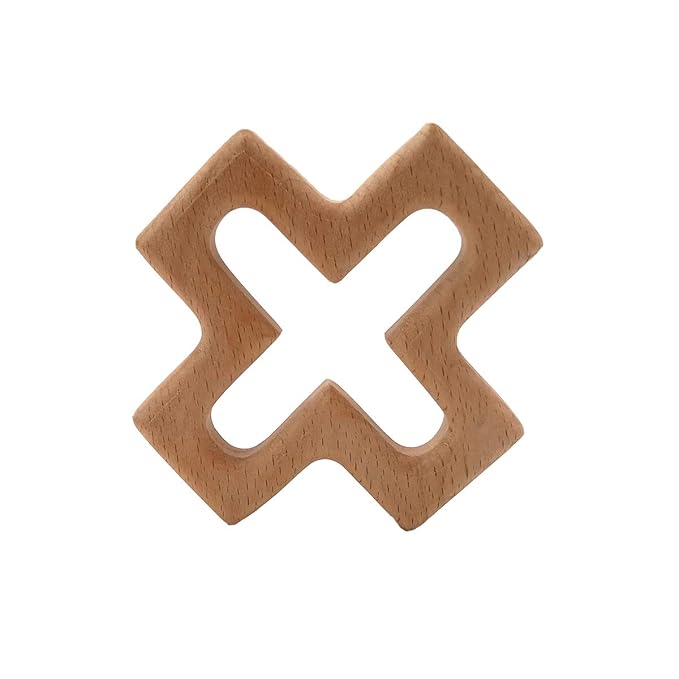 2pcs Organic Wood Cross Pure Natural Animal Shape Children's Toys Beech Wooden Handmade Grasping Pattern DIY Beading Chain Pendant