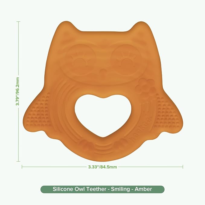 haakaa Silicone Owl Teether,Food-Grade Smiling Teething Toy for Infants, Soft Chew Toys for Babies, BPA Free, Toy for 3 Months+