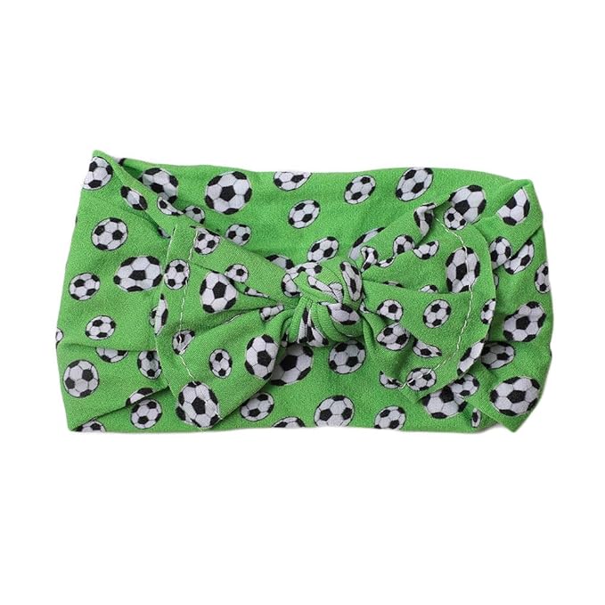 BBTDIN Baby Girls Soccer Headband Turban Infant Football Hairband Bowknot Newborn Soccer Bow Headwarp BTB10 (A2-Green)