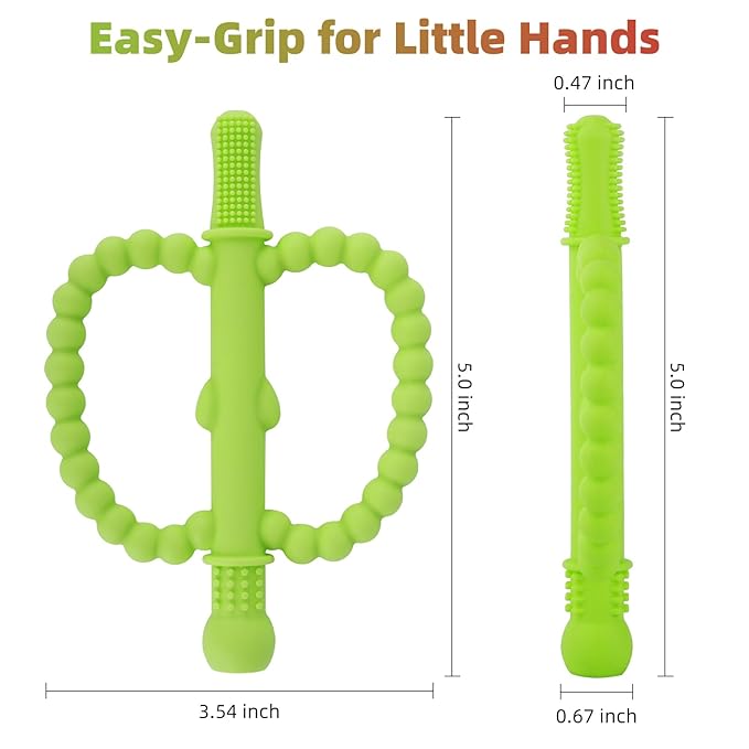 Fu Store Hollow Teether Tube 2 Pack Apple Shape Chew Straw Sensory Toy for Infant Toddlers Silicone Tubes Teething Toys for Babies 0-6 0-12 0-36 Months Gifts Teething Relief Soothing Gums (Red Green)