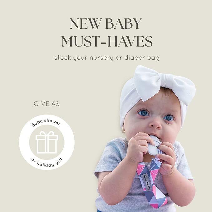 Dodo Babies Pacifier Clip & Teether Set - Universal Pacifier Holder Fits Most Pacifiers - Silicone Teethers Soothe Teething Pain - Baby Gift Set for Boys & Girls - 6pc Pack, Pink, 4 Clips