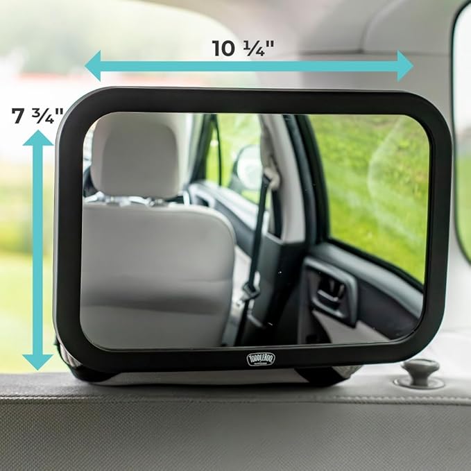Toddleroo by North States - Baby Car Mirror: Rear Facing Car Seat Mirror for Baby - Wide Shatterproof Infant Mirror for Car - Black