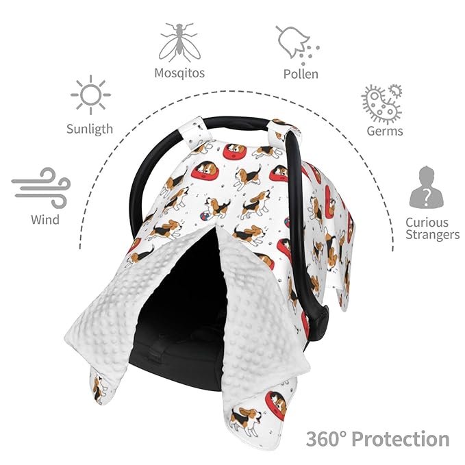 Cute Beagle Dog Baby Car Seat Canopy Nursing Cover for Newborn Car Seat Breastfeeding Covers Blanket Newborn Shower Gift