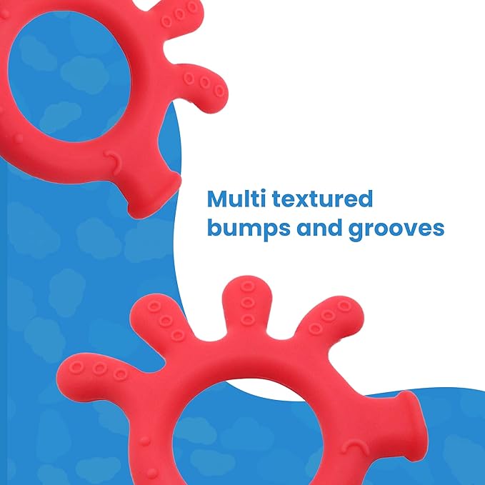 Gadgetime USA Silicone Baby Finger Teether Toy - Handheld Teething Relief Toy for Babies, Toddlers, Infants, Girls & Boys - Baby Chew Toy - Stimulating & Soft Soothing Chew Toys - BPA Free