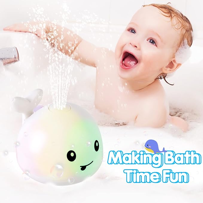Gigilli Baby Bath Toys, Bath Toys for Kids Ages 1-3, 1 2 3 Year Boy Girl, Easter Basket Stuffers Baby 6-12-18 Months, Light Up Whale Bath Toy Sprinkler Toddler Birthday Bathtub Fountain Pool Water Toy