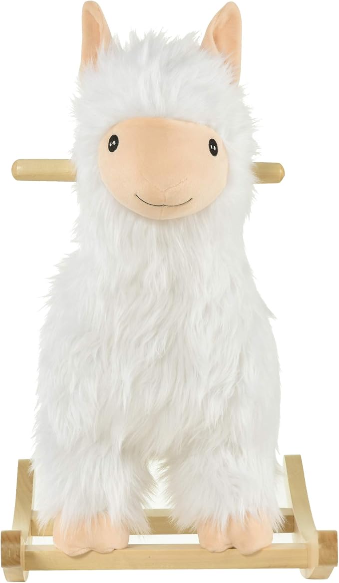 Qaba Kids Ride-On Rocking Horse Toy Llama Style Rocker Soft Plush Fabric for Children 3+ Years