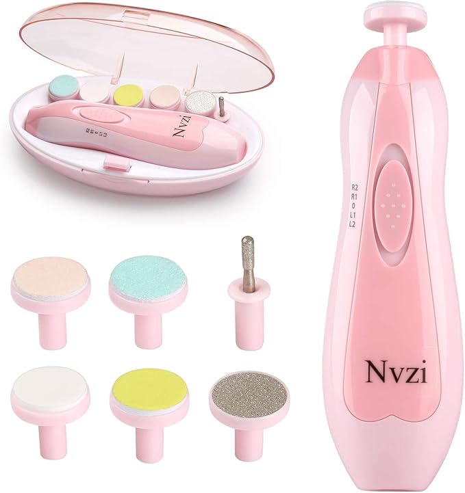 Baby Nail Trimmer Electric, Electric Nail File Baby Nail Clippers with Light, Toe Nail Sander for Thick Nails, Infant Nail Clippers for Newborn Or Toddler Toes and Fingernails(Pink)