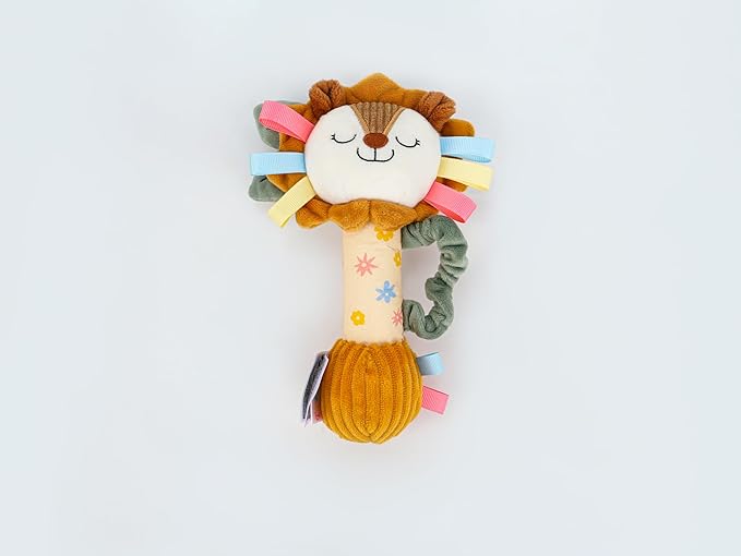 TYRY.HU Baby Rattles Toy, Plush Lion Rattle, Stuffed Animal Hand Rattles,Infant Grab Shake Rattle, Crinkle & Squeaker,Soft Sensory Toy with Sound for Babies 0-6 6-12 Months, Lion